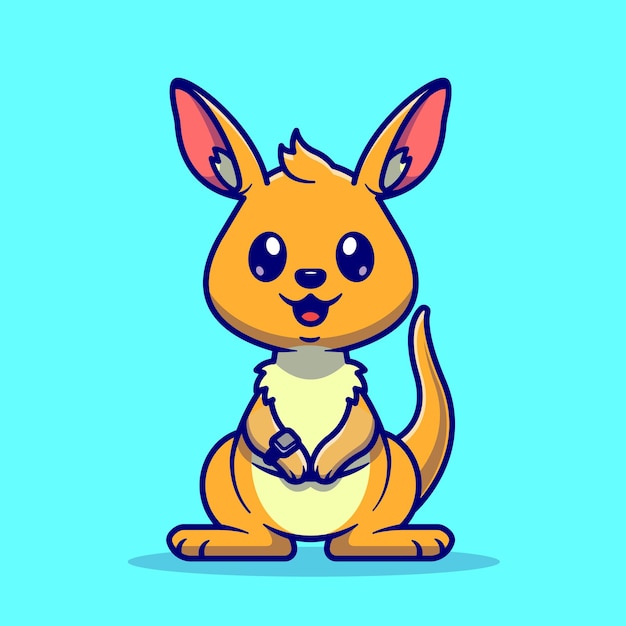 Free vector cute kangaroo kid cartoon vector icon illustration. animal nature icon concept isolated premium vector. flat cartoon style