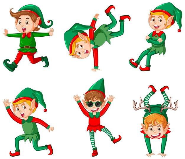 Cute kid wearing elf costume cartoon