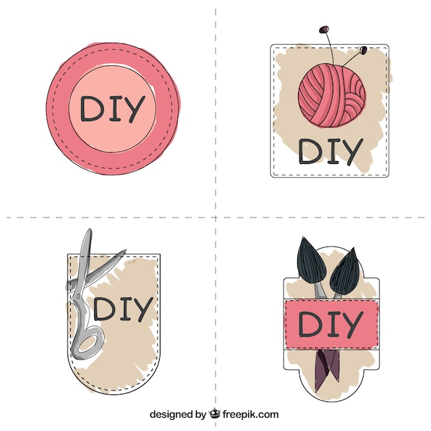 Free Vector cute labels about crafts