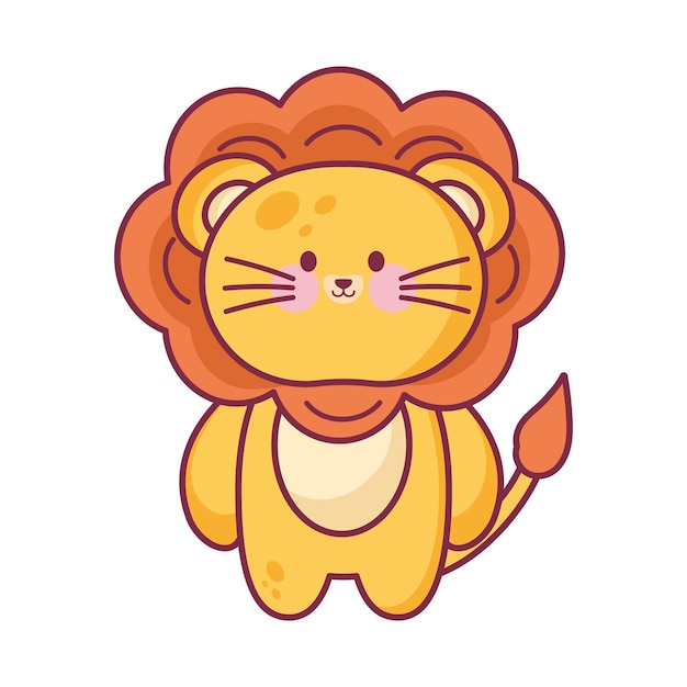 Free Vector cute lion kawaii