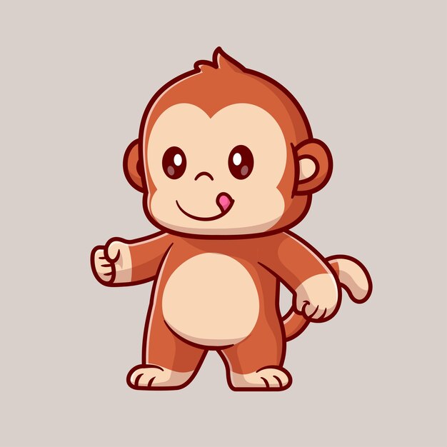 Cute Monkey Hand Fist Cartoon Vector Icon Illustration Animal Nature Icon Isolated Flat Vector