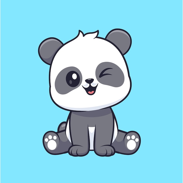 Free vector cute panda sitting cartoon vector icon illustration animal nature icon concept isolated flat vector
