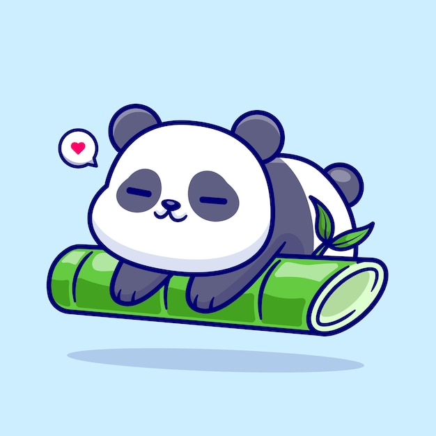 Free Vector cute panda sleeping on bamboo cartoon vector icon illustration animal nature isolated flat vector