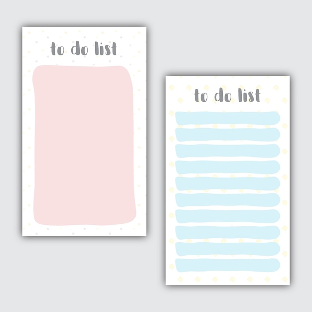 Free Vector cute pastel colors to do lists