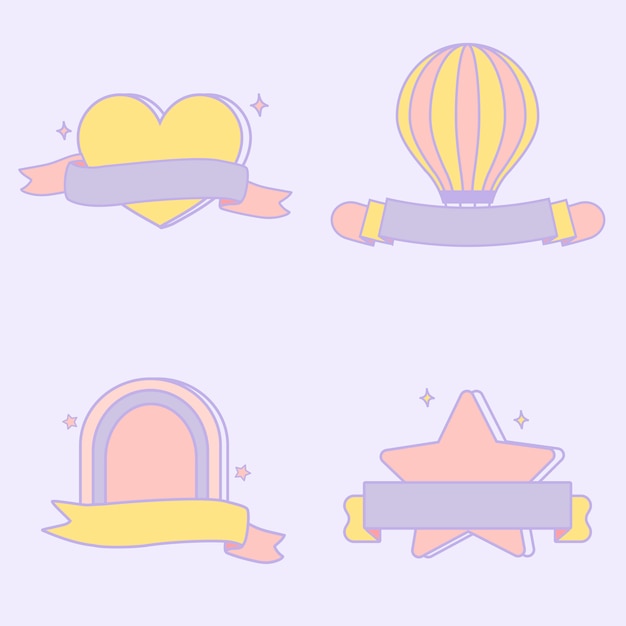 Free Vector cute pastel emblems vector set