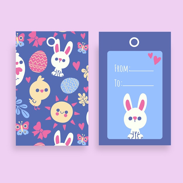 Cute pattern easter bunny gift tag