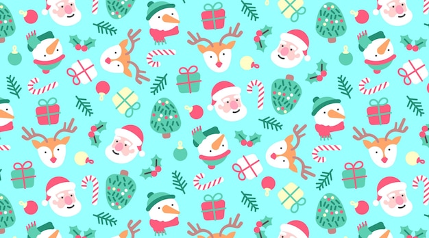 Free Vector cute pattern with handdrawn chritsmas elements