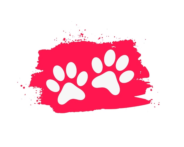 Free Vector cute paw feet print background with brush stroke effect