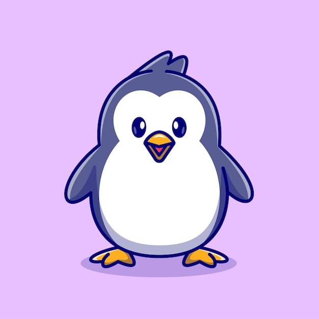 Free vector cute penguin standing cartoon vector icon illustration animal nature icon concept isolated premium