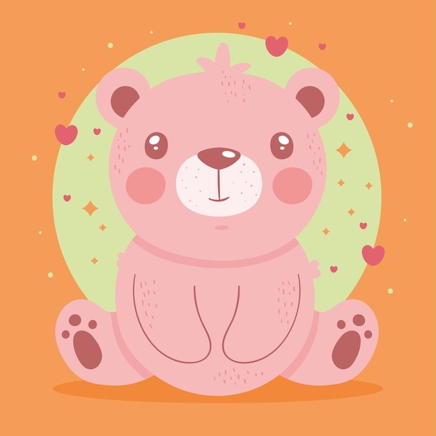 Free Vector cute pink bear seated