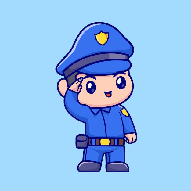 Free Vector cute police respect cartoon vector icon illustration people profession icon isolated flat vector