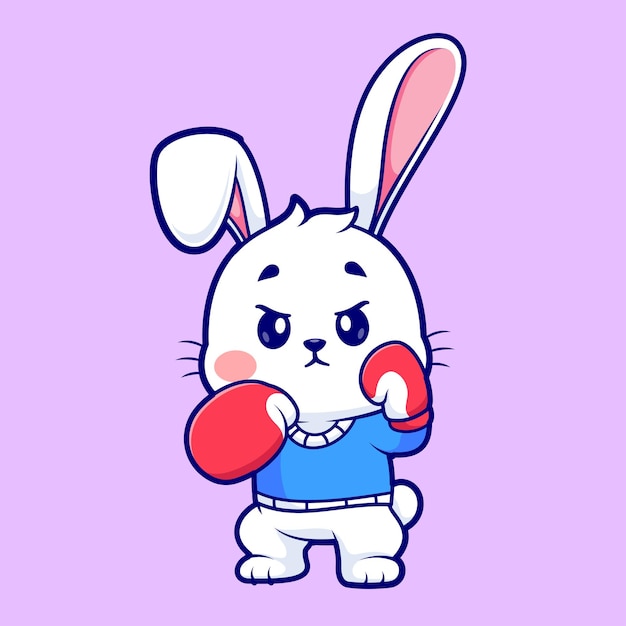 Free vector cute rabbit boxing cartoon vector icon illustration animal sport icon isolated flat vector