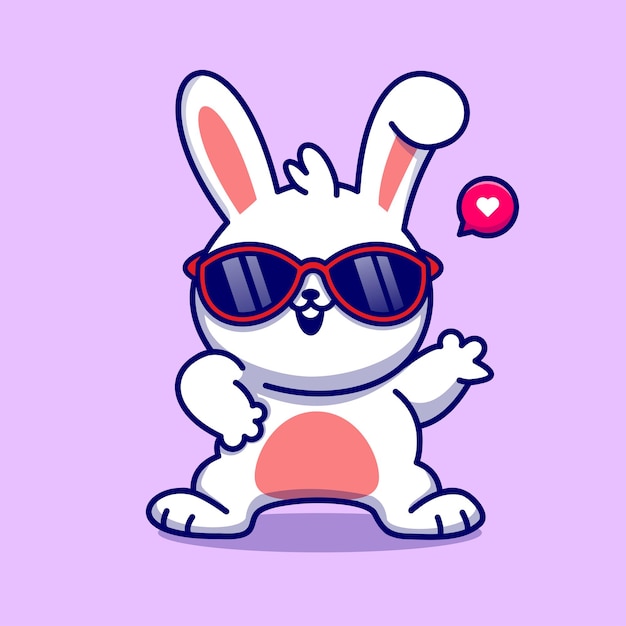 Free vector cute rabbit dance wearing glasses cartoon vector icon illustration animal nature icon isolated flat