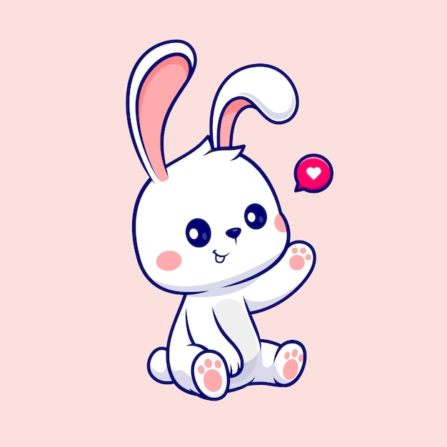 Free vector cute rabbit sitting cartoon vector icon illustration. animal nature icon concept isolated flat