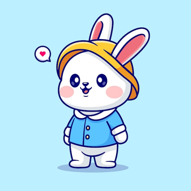 Free vector cute rabbit student wearing school uniform cartoon vector icon illustration animal education flat