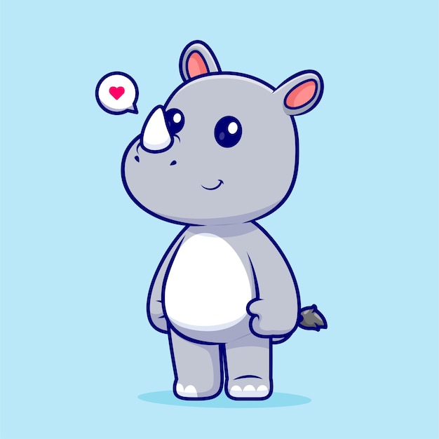 Free Vector cute rhino standing cartoon vector icon illustration. animal nature icon concept isolated flat