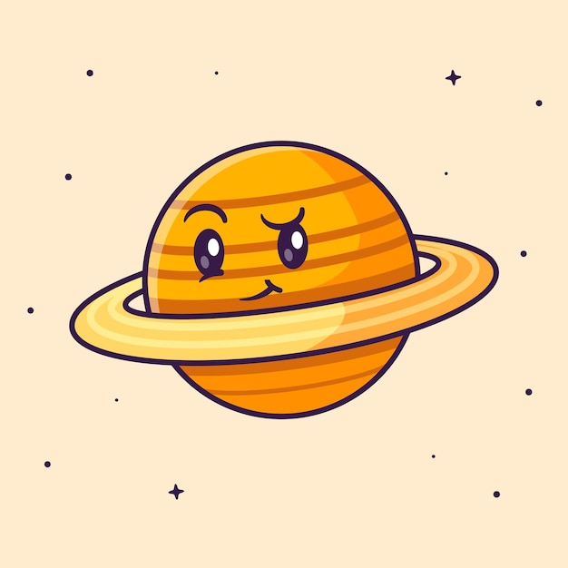 Free Vector cute saturn planet in space cartoon vector icon illustration. science nature icon concept isolated