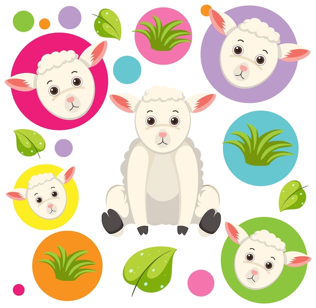 Free vector cute sheep seamless pattern