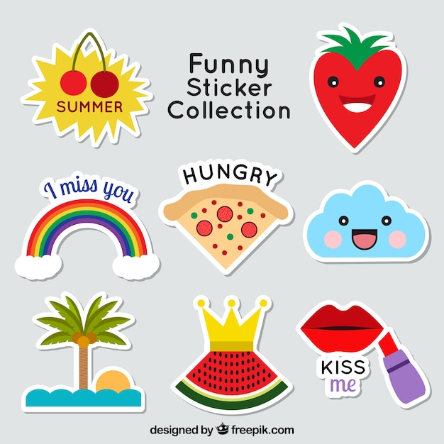 Free Vector cute sitcker collection