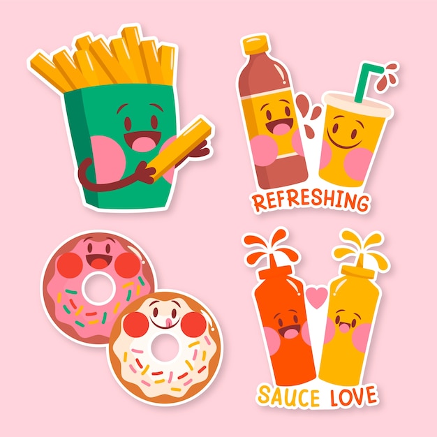 Free Vector cute sticker set collection