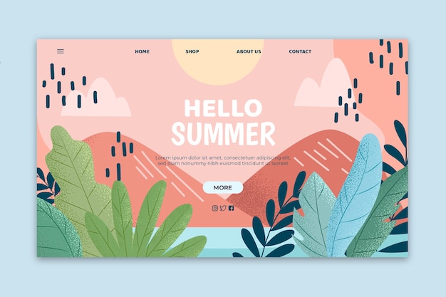 無料Vector かわいい夏のランディングページ