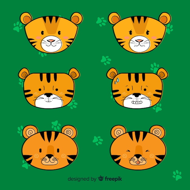 Free vector cute tiger set