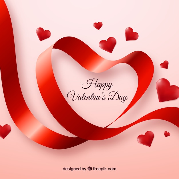 Free Vector cute valentine background of ribbon