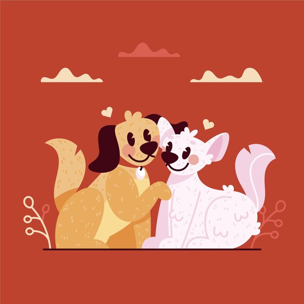 Cute valentine's day cat and dog couple