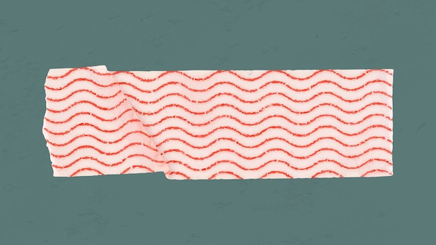 Free Vector cute washi tape collage element, red wave pattern vector