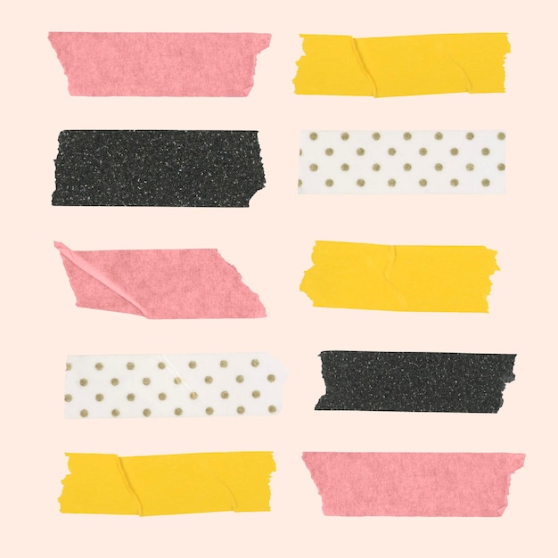 Free vector cute washi tape sticker, pink collage element vector set