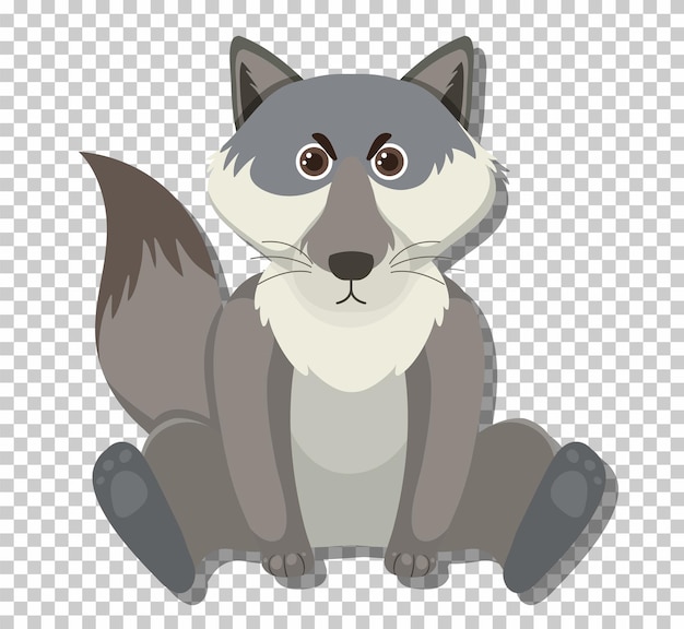 Cute wolf in flat cartoon style