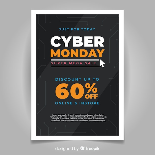 Cyber monday flyer template with flat design