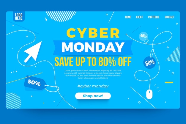 Free vector cyber monday landing page