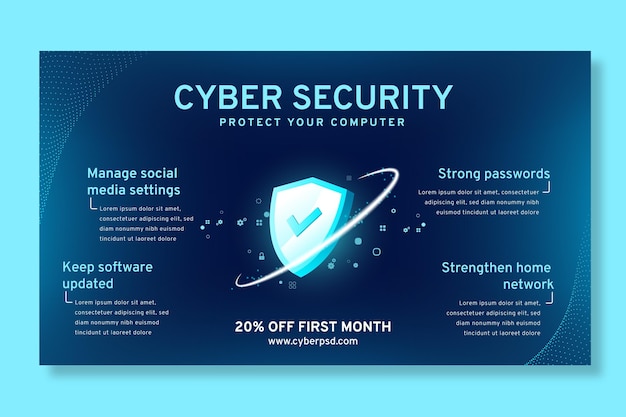 Free vector cyber security horizontal banner template