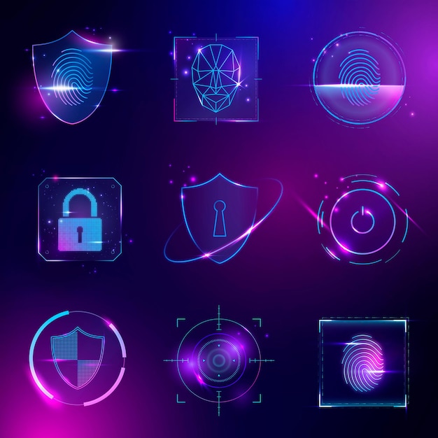 Free Vector cyber security technology set