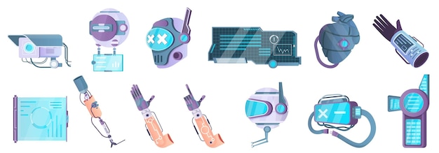 Free Vector cyberpunk technology icon set