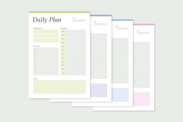 Free Vector daily plan template in different colors