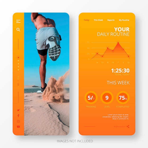 Free Vector daily routine app template for mobile screen