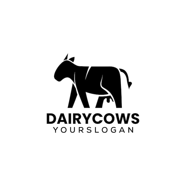 Free Vector dairy cows logo design template