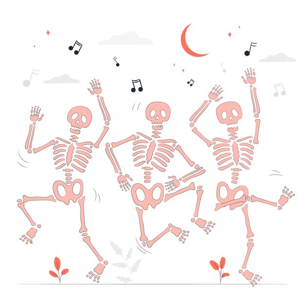 Dancing skeletons concept illustration