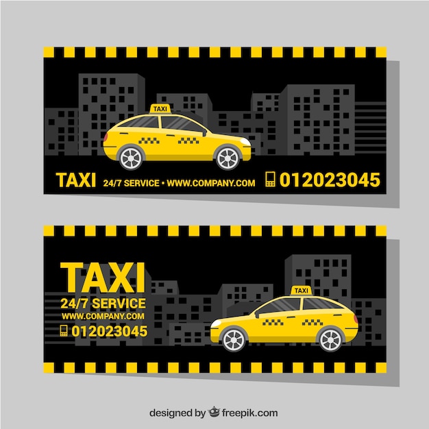 Free Vector dark banners with taxi in the city