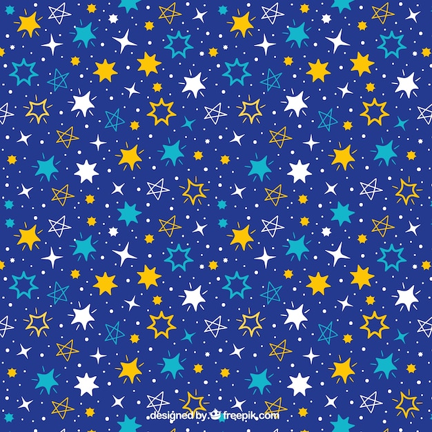 Free Vector dark blue pattern with variety of hand-drawn stars