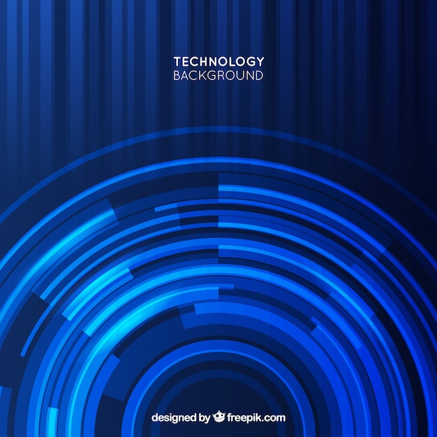 Free vector dark blue technology background with circular forms