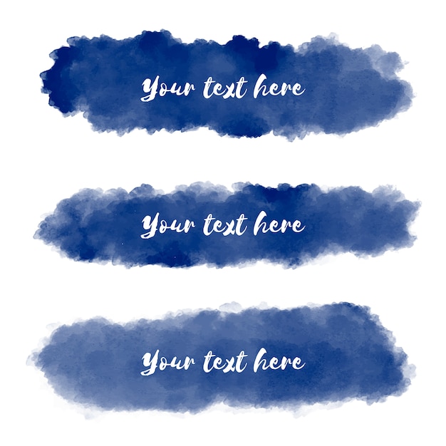 Free Vector dark blue watercolor stains set