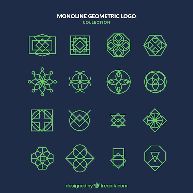 Free vector dark and green monoline logo pack