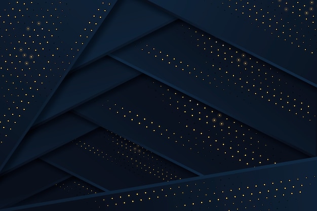 Free Vector dark paper layers background with golden details