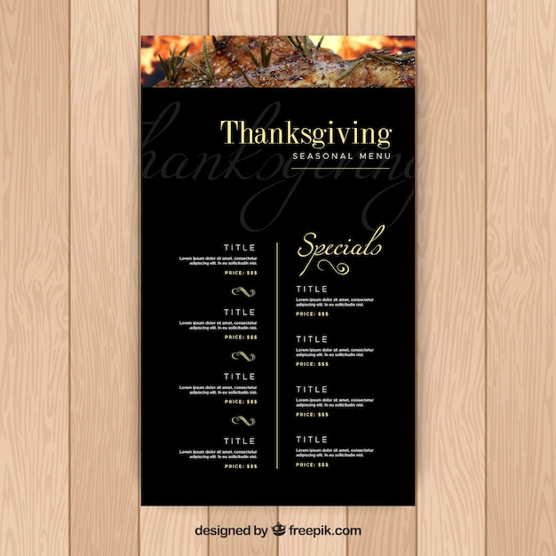 Dark thanksgiving menu template