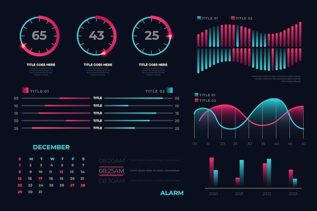 Free Vector dashboard infographic element set