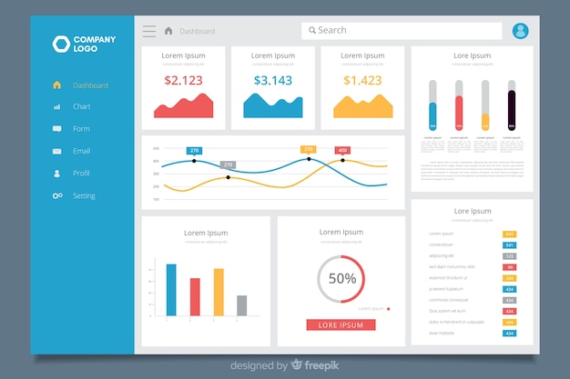 Free Vector dashboard statistical charts template