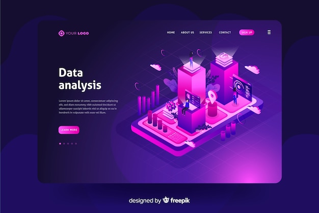 Free Vector data analysis landing page